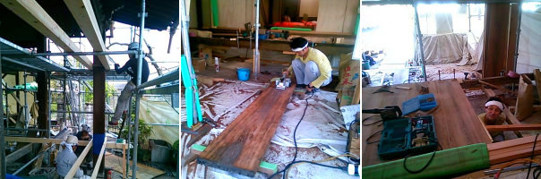 向拝揚前 | 床板加工 | 床板張